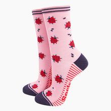 Load image into Gallery viewer, Women&#39;s Bamboo Socks - Pink, Ladybird: UK 3-7 | EU 36-40 | US 5-9