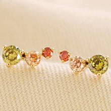 Load image into Gallery viewer, Triple Crystal Stud Earrings in Gold