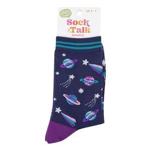 Women's Bamboo Socks - Navy Blue/Purple, Outer Space: UK 3-7 | EU 36-40 | US 5-9