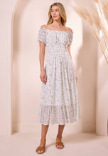 Load image into Gallery viewer, White Ditsy Mesh Bardot Maxi Dress