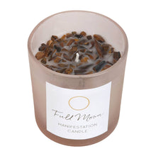 Load image into Gallery viewer, Full Moon Eucalyptus Manifestation Candle with Tiger&#39;s Eye