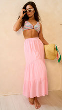 Load image into Gallery viewer, Pink Viscose Tiered Skater Maxi Skirt