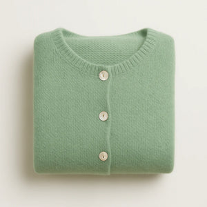 Round Neck Long Sleeve Mohair Cardigan