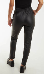 BLACK LEATHER LOOK TROUSERS