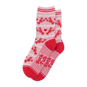 Women's Bamboo Socks - Light Pink/Red, Lobsters: UK 3-7 | EU 36-40 | US 5-9