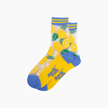 Load image into Gallery viewer, Lemon Checkerboard Bamboo Socks in Blue