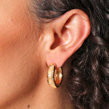 Load image into Gallery viewer, Scattered Crystal Stars Chunky Hoop Earrings in Gold