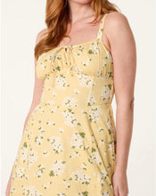 Load image into Gallery viewer, Milkmaid Corset Lemon Floral Mini Dress