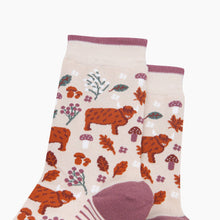 Load image into Gallery viewer, Highland Cow Floral Women's Bamboo Socks in Cream: UK 3-7 | EU 36-40 | US 5-9