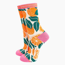 Load image into Gallery viewer, Women&#39;s Bamboo Socks - Cream, Orange Tree: UK 3-7 | EU 36-40 | US 5-9