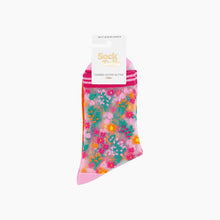 Load image into Gallery viewer, Ditsy Floral Combed Cotton Sheer Pop Socks in Orange: UK 3-7 | EU 36-40 | US 5-9