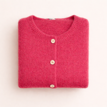 Load image into Gallery viewer, Round Neck Long Sleeve Mohair Cardigan