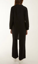 Load image into Gallery viewer, BLACK LIGHTWEIGHT SHIRT &amp; WIDE LEG TROUSER CO-ORDS