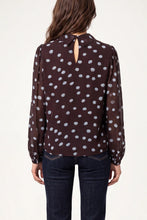 Load image into Gallery viewer, Blue and Brown Polka Dot Puff Ball Top