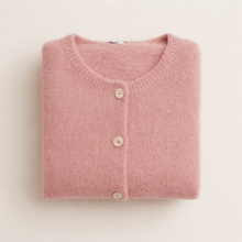 Load image into Gallery viewer, Round Neck Long Sleeve Mohair Cardigan
