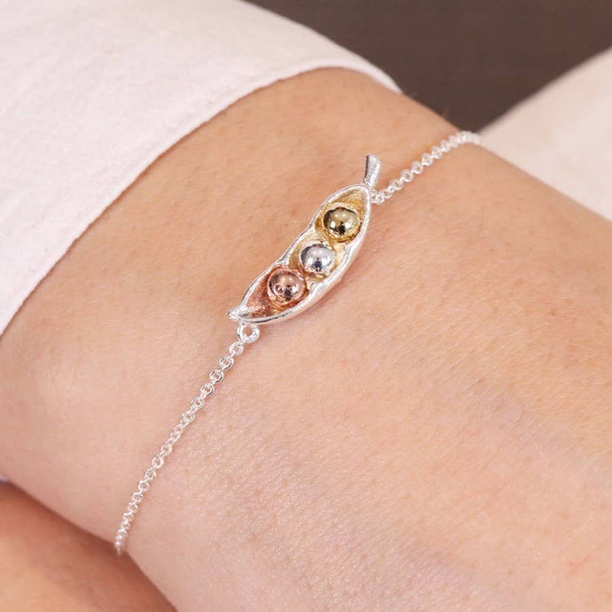 Silver Three Peas In A Pod Bracelet
