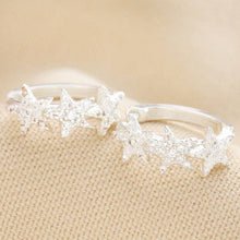 Load image into Gallery viewer, Crystal Triple Star Huggie Earrings: Silver