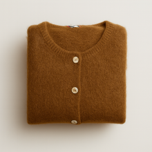 Load image into Gallery viewer, Round Neck Long Sleeve Mohair Cardigan