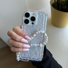 Load image into Gallery viewer, Beaded Phone Strap - Daisy Pearl