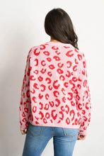 Load image into Gallery viewer, Leopard Print Italian Wool Blend Cardigan in Pink/Red