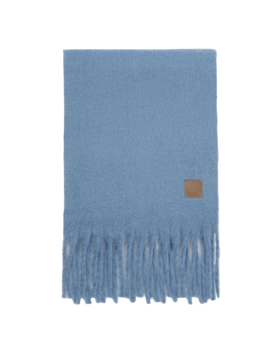 Oversized Recycled Tassel Scarf Blue