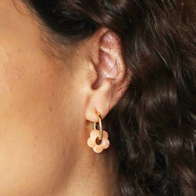 Load image into Gallery viewer, Transparent Flower Huggie Earrings Pink