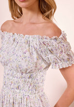Load image into Gallery viewer, White Ditsy Mesh Bardot Maxi Dress