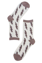 Load image into Gallery viewer, Womens Bamboo Socks Leopard Print Ankle Socks Lightning Bolt