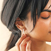 Load image into Gallery viewer, Crystal Triple Star Huggie Earrings: Silver