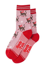 Load image into Gallery viewer, Women&#39;s Bamboo Socks - Pink/Red, Winter Cheetah: UK 3-7 | EU 36-40 | US 5-9