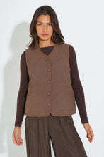 Load image into Gallery viewer, Checkered Print Reversible Gilet in Brown