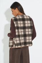 Load image into Gallery viewer, Checkered Print Reversible Gilet in Brown