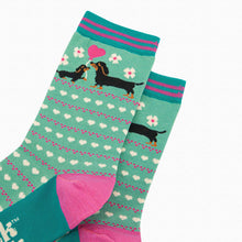 Load image into Gallery viewer, Women&#39;s Bamboo Socks - Mint, Sausage Dog &amp; Puppy: UK 3-7 | EU 36-40 | US 5-9