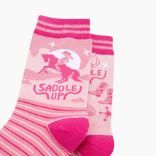 Load image into Gallery viewer, Saddle Up Horse Combed Cotton Odd Socks in Pink: UK 3-7 | EU 36-40 | US 5-9