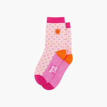 Load image into Gallery viewer, Embroidered Sun Spotted Combed Cotton Socks in Pink: UK 3-7 | EU 36-40 | US 5-9