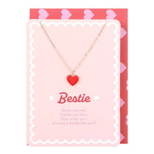 Load image into Gallery viewer, Bestie Enamel Heart Necklace Valentine&#39;s Day Greeting Card