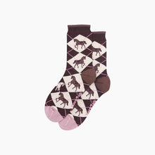 Load image into Gallery viewer, Horse Argyle Women's Bamboo Socks in Brown: UK 3-7 | EU 36-40 | US 5-9