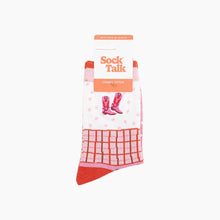 Load image into Gallery viewer, Embroidered Cowboy Boots Combed Cotton Socks in Pink: UK 3-7 | EU 36-40 | US 5-9