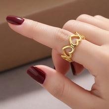 Load image into Gallery viewer, Tarnish Resistant Hollow Heart Open Ring