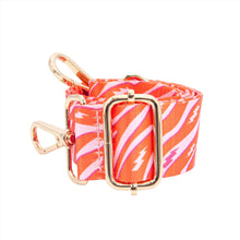 Load image into Gallery viewer, Two Tone Zebra and Lightning Bolt Bag Strap in Pink &amp; Orange: One-size