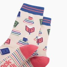 Load image into Gallery viewer, Book Lover Bamboo Socks in Cream: UK 3-7 | EU 36-40 | US 5-9