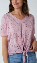 Load image into Gallery viewer, PINK BRODERIE BATWING KNOT FRONT TOP