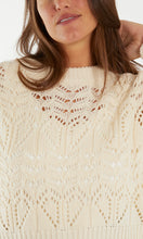 Load image into Gallery viewer, CREAM CROCHET STYLE POINTELLE KNIT CROP JUMPER