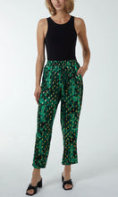 Load image into Gallery viewer, GREEN FOIL LEAF DETAIL CAPRI TROUSERS