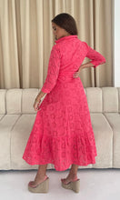 Load image into Gallery viewer, Michelle Broidery Shirt Maxi Dress Coral