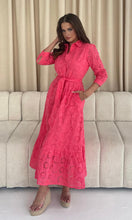 Load image into Gallery viewer, Michelle Broidery Shirt Maxi Dress Coral