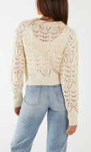 Load image into Gallery viewer, CREAM CROCHET STYLE POINTELLE KNIT CROP JUMPER