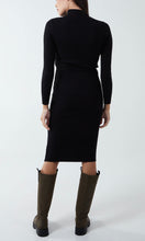Load image into Gallery viewer, BLACK TURTLENECK RIBBED BODYCON KNITTED  DRESS