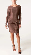Load image into Gallery viewer, Bronze Metallic Tie Front Mini Dress