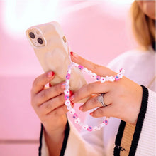 Load image into Gallery viewer, BEADED PHONE STRAP - FLOWERS &amp; PEARLS